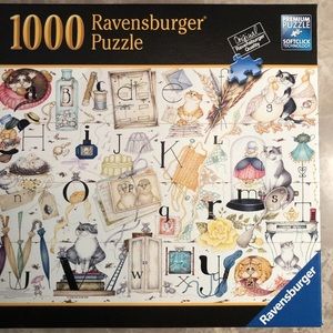 RAVENSBURGER Crazy Cat Alphabet Puzzle 1000 Pieces Complete Kittens Cats
